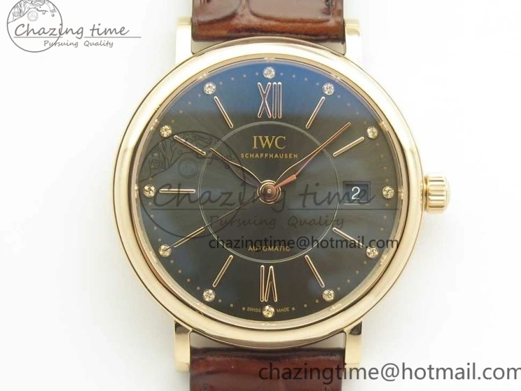 MIROTIME 0428 SportInspired Portofino IW458101 RG MK 1:1 Best Edition Gray Dial On Brown Leather Strap MIYOTA 7165